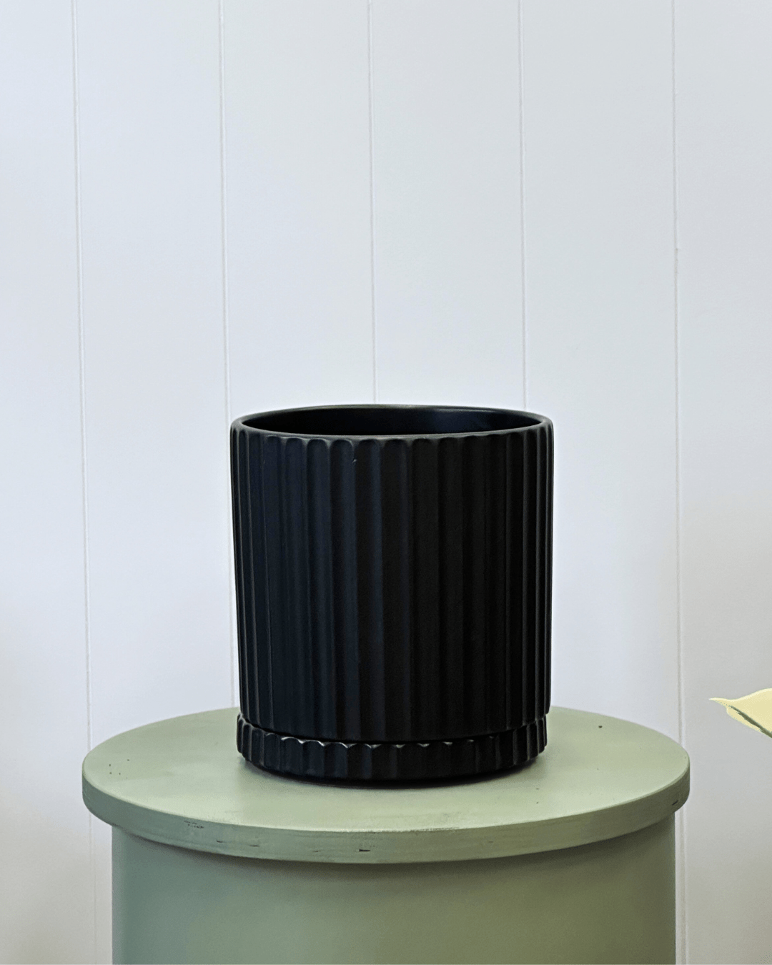Athens Black pot and saucer - The Green Room Flower Company