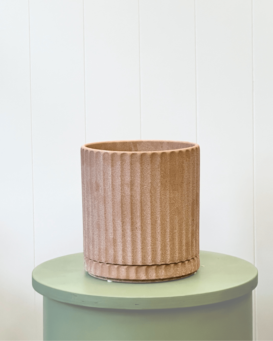 Athens Rose/Natural Sand Pot and Saucer - The Green Room Flower Company