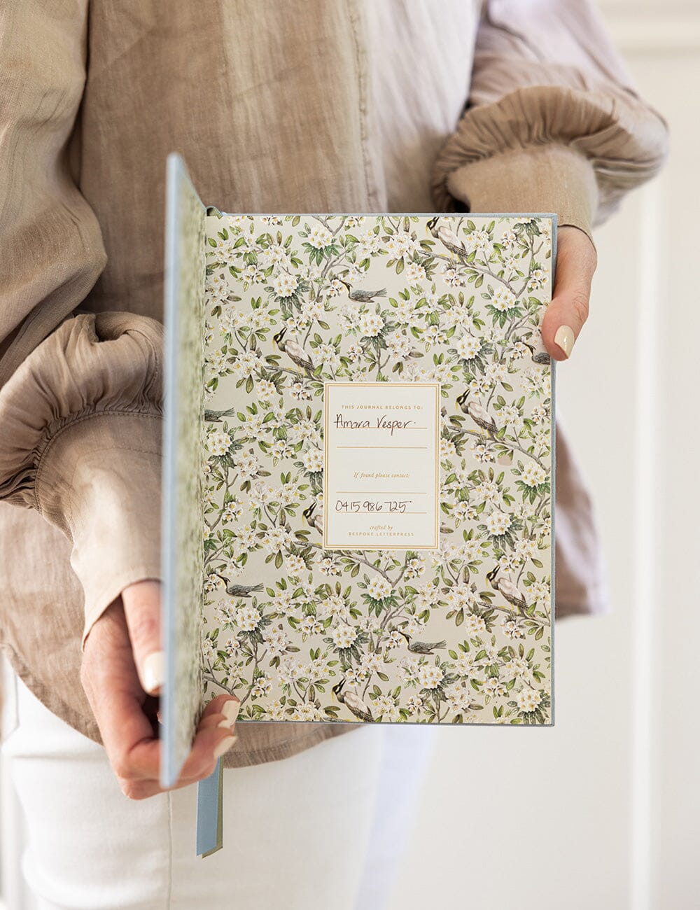 Linen Bound Journal - Luna Blue (Bullet Journal) - The Green Room Flower Company