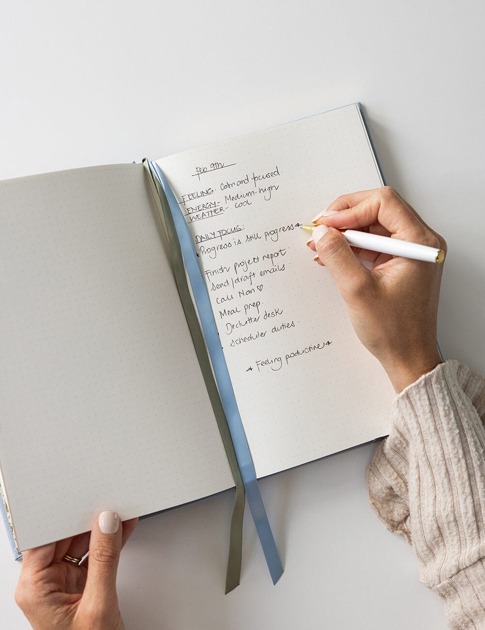 Linen Bound Journal - Luna Blue (Bullet Journal) - The Green Room Flower Company