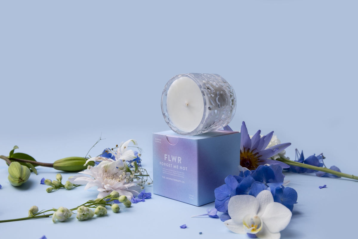 FLWR Candle - Forget Me Not - The Green Room Flower Company
