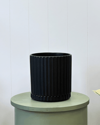 Athens Black pot and saucer - The Green Room Flower Company