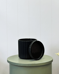Athens Black pot and saucer - The Green Room Flower Company