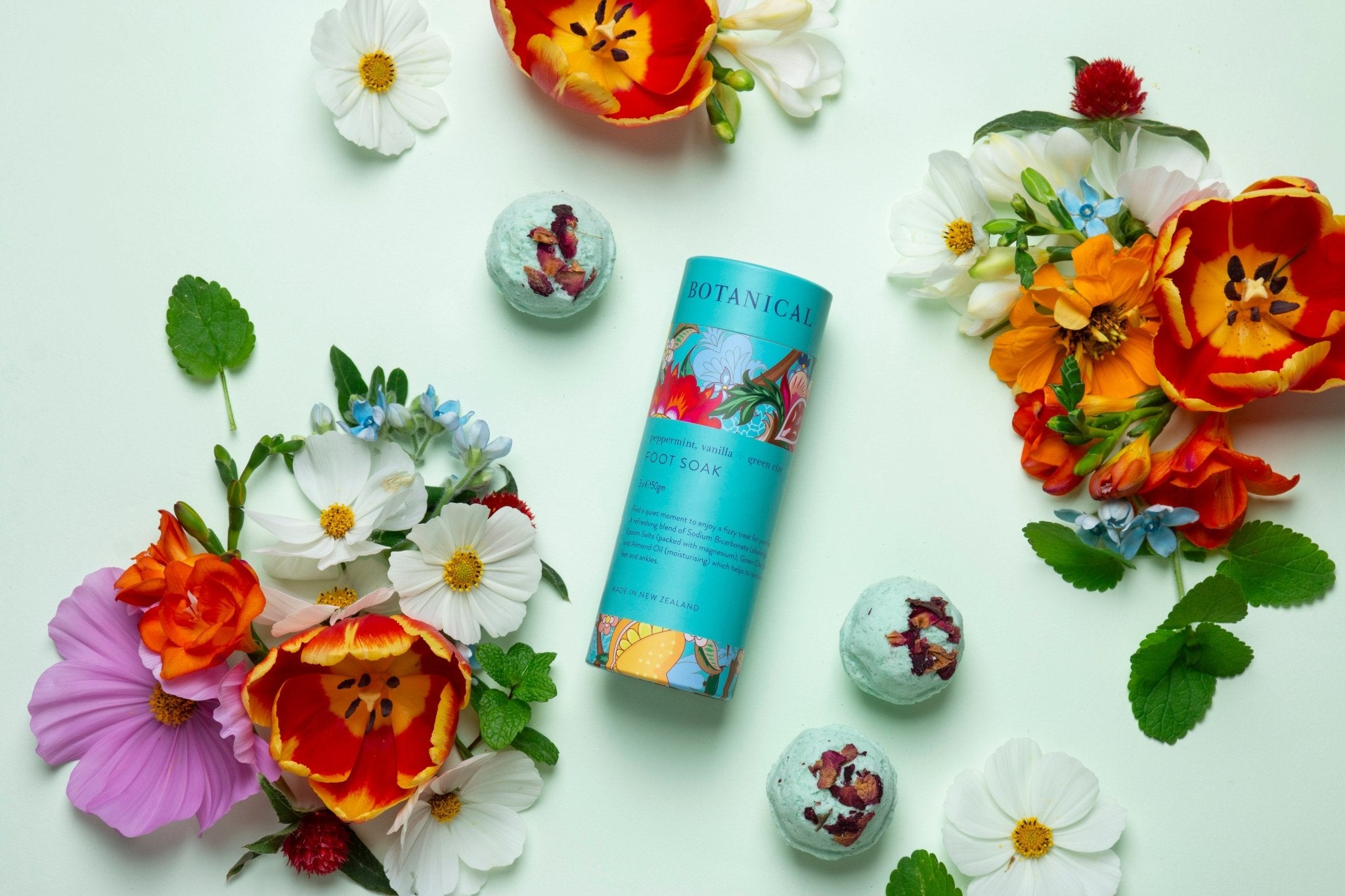Botanical Peppermint, Vanilla + Green Clay Foot Soak Trio - The Green Room Flower Company