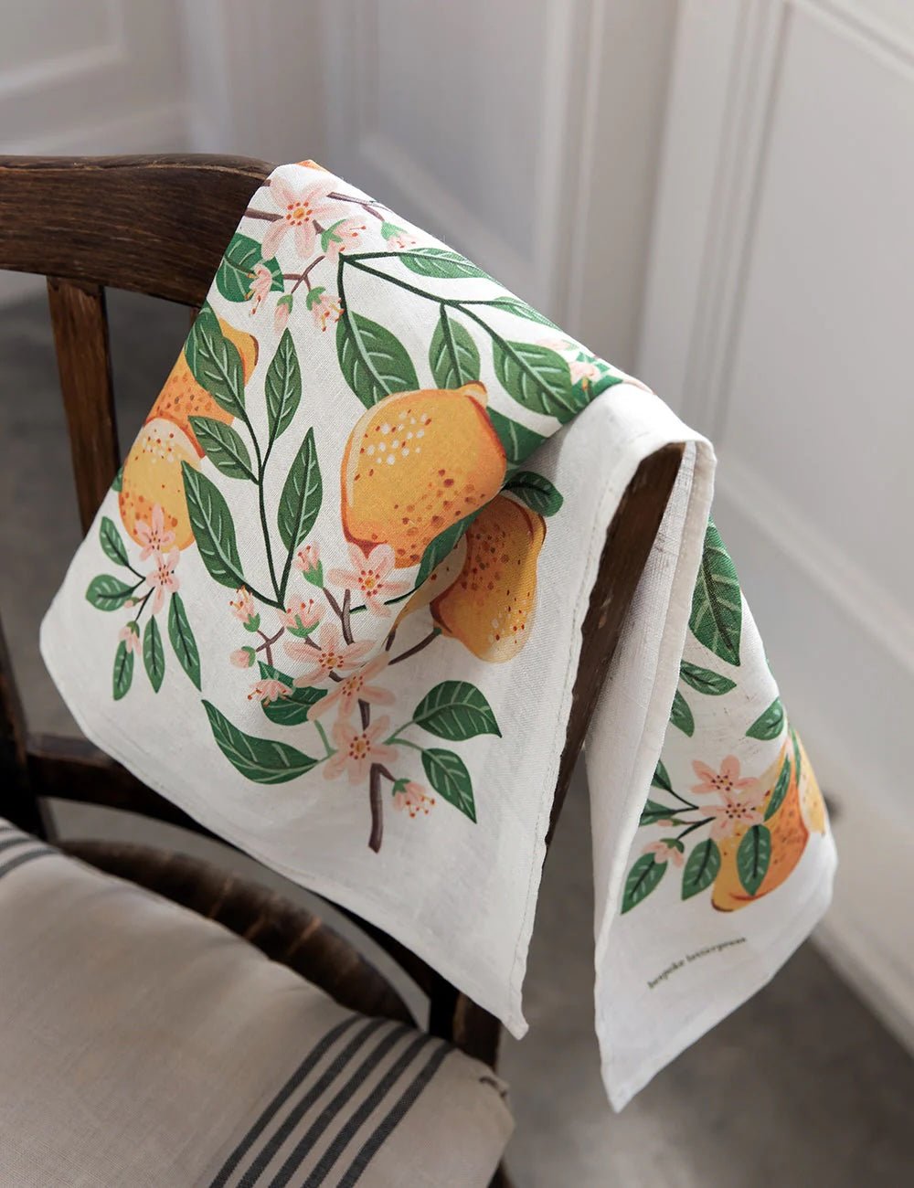 Lemons 100% Linen Tea Towel - The Green Room Flower Company