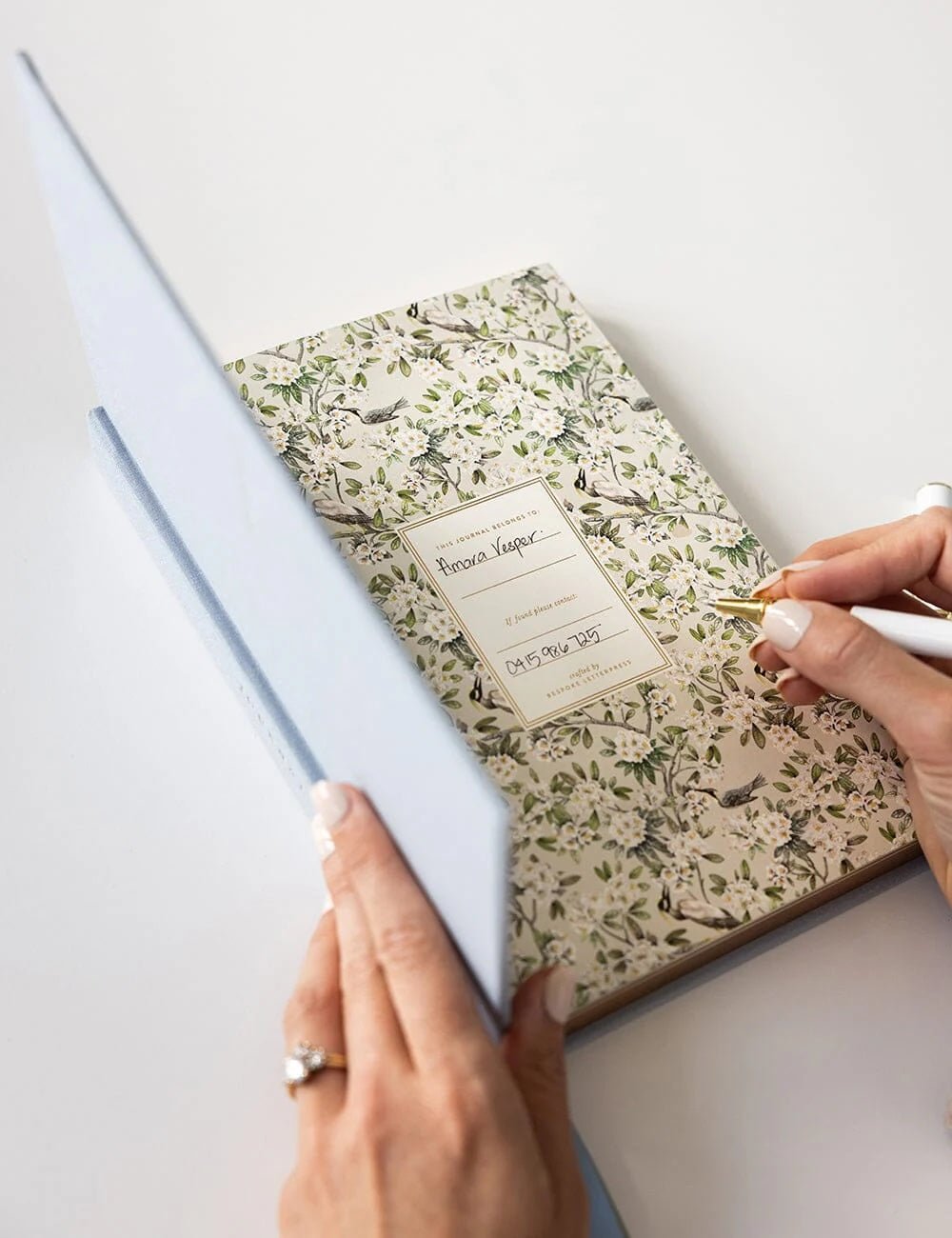 Linen Bound Journal - Luna Blue (Bullet Journal) - The Green Room Flower Company