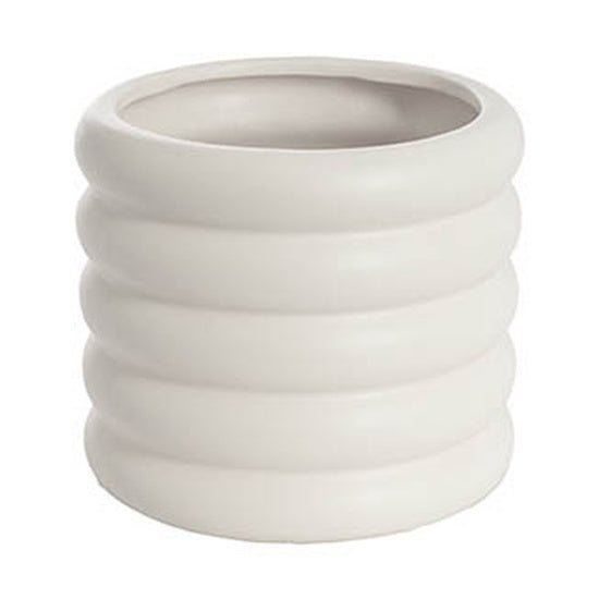 Lisbon Ribbed White Pot - The Green Room Flower Company