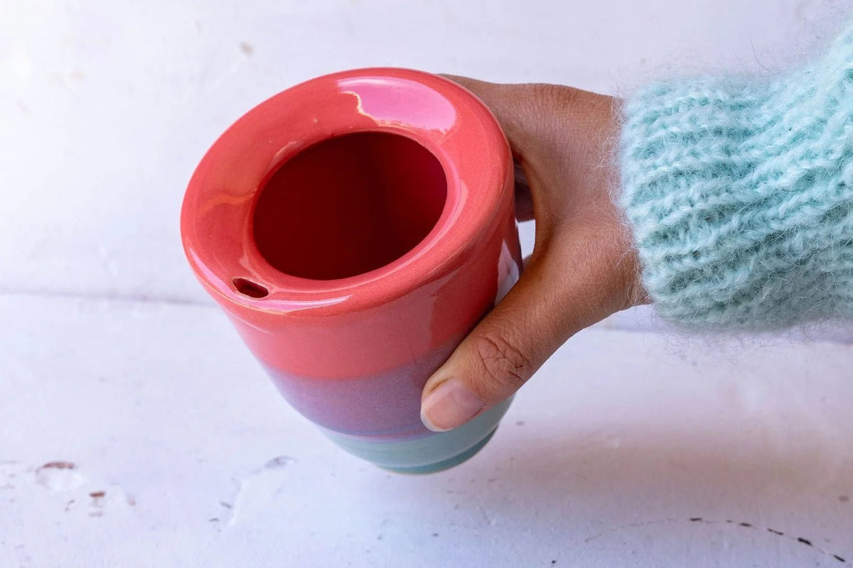 NZ Handmade Ceramic Anti-Spill Takeaway Cup - The Green Room Flower Company