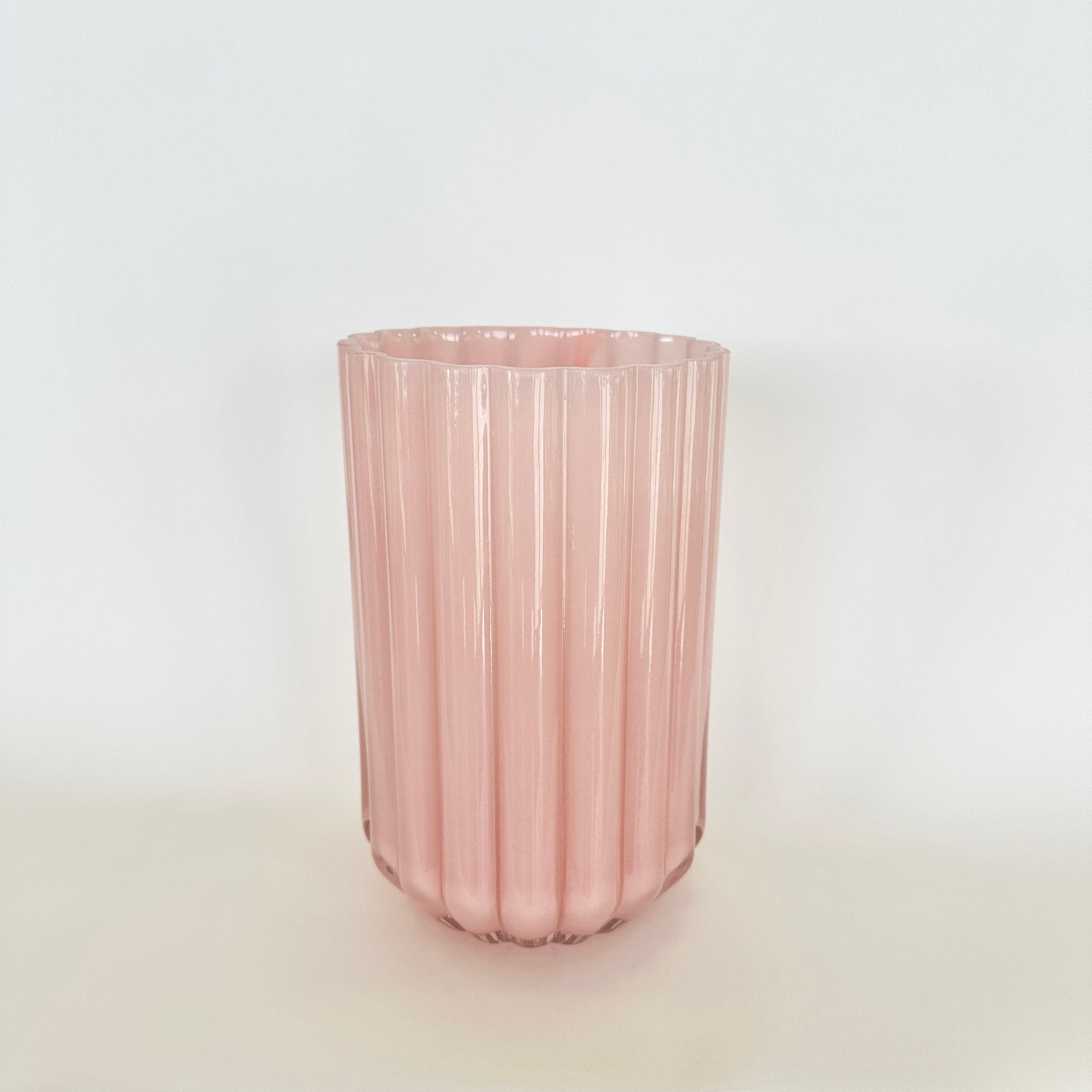 Pink Ribbed Glass Vase - The Green Room Flower Company