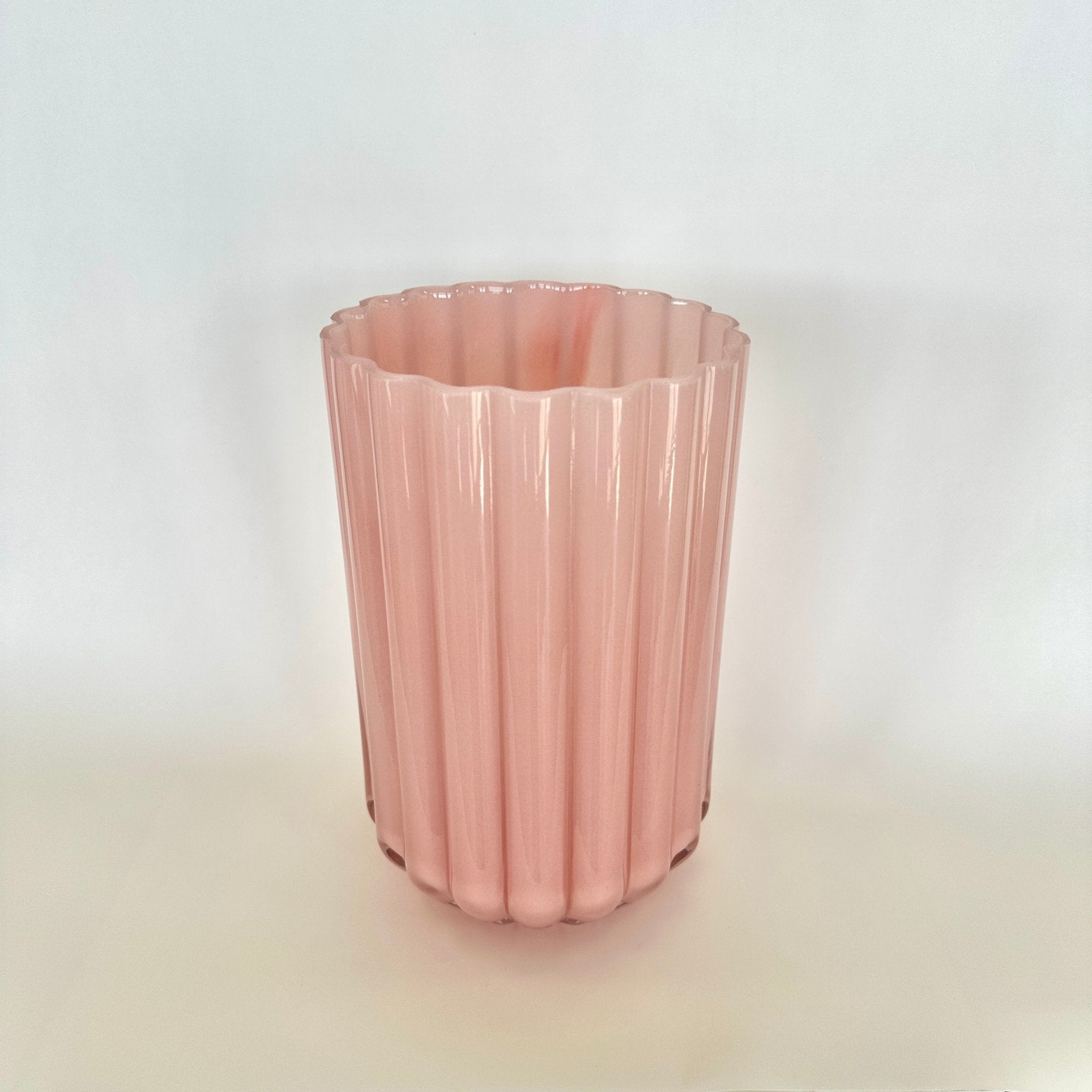 Pink Ribbed Glass Vase - The Green Room Flower Company