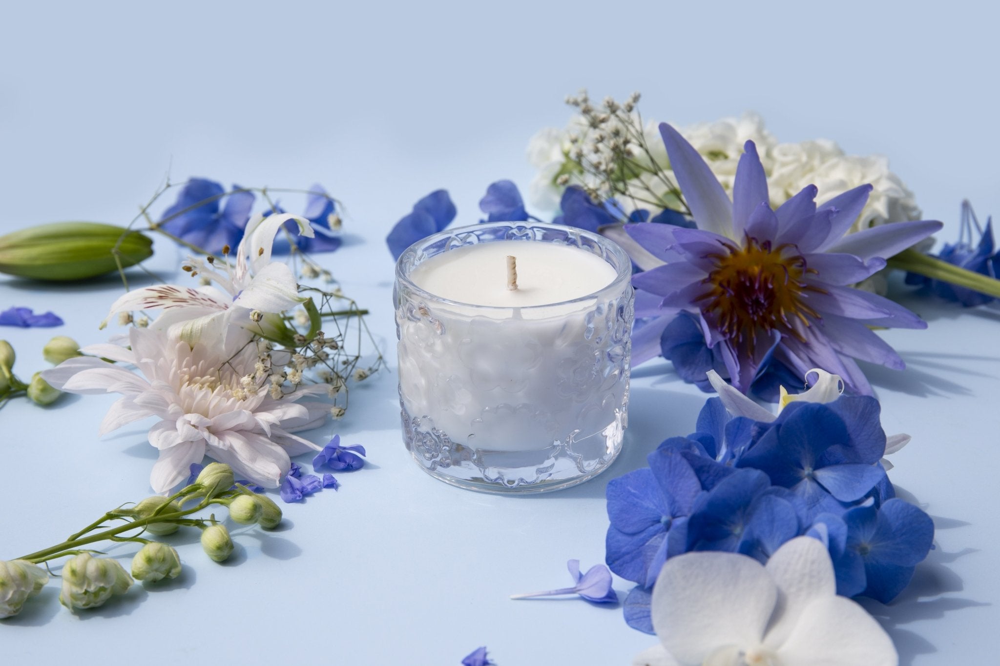 FLWR Candle - Forget Me Not - The Green Room Flower Company